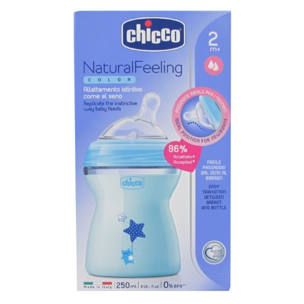 Natural Feeling Color Biberon Débit Moyen 250ml 2m+ Plastique Chicco