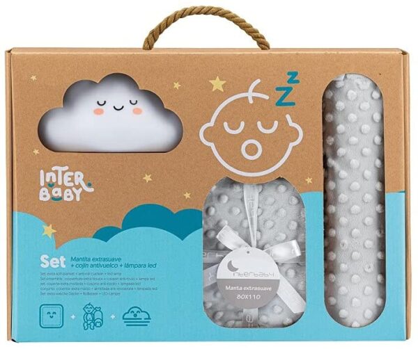 Interbaby Coffret Cadeau Bébé Couverture Bonbon avec Coussin et Lampe – Image 5