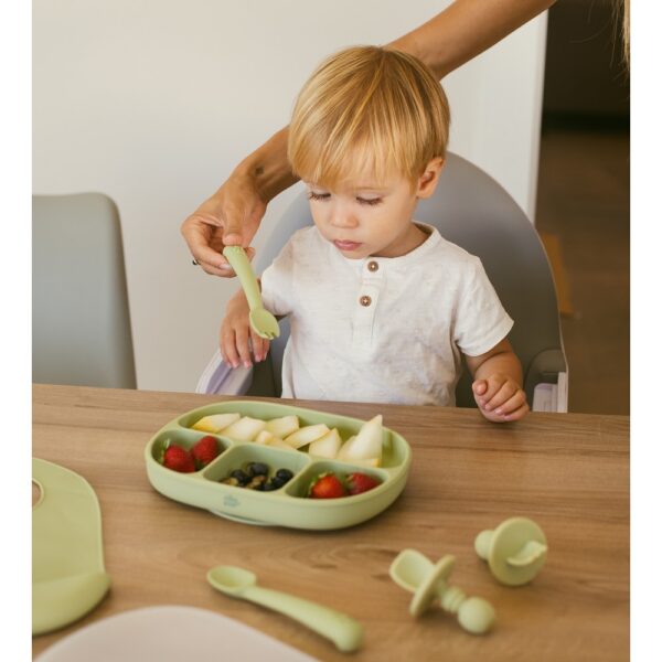 Assiette a Compartiment avec Ventouse et Couvercle en Silicone InterBaby