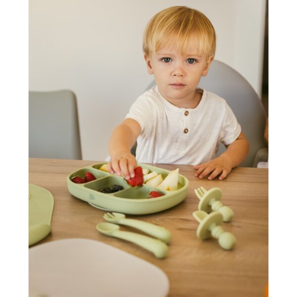 Assiette a Compartiment avec Ventouse et Couvercle en Silicone InterBaby – Image 5
