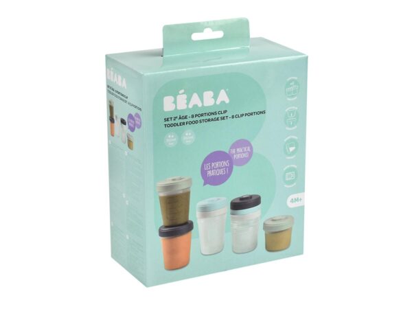 Lot de 8 portions clip 2ème âge (4X150ml et 4X250ml) Beaba