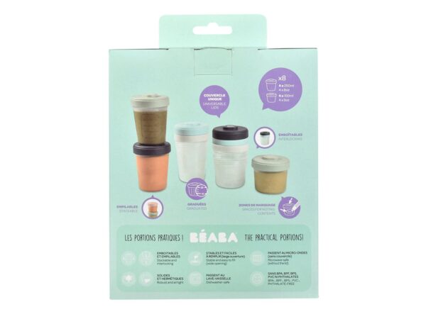 Lot de 8 portions clip 2ème âge (4X150ml et 4X250ml) Beaba – Image 4